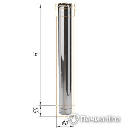Дымоход Феррум Дымоход нержавейка 08 d-150 L=1м в Тобольске