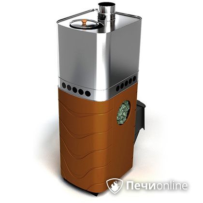 Дровяная банная печь TMF Бирюса 2013 Carbon терракота с закрытой каменкой в Тобольске