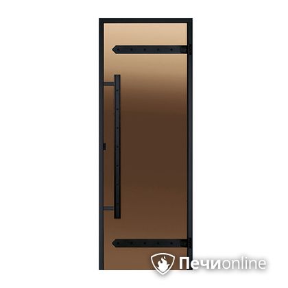 Дверь для бани Harvia Стеклянная дверь для сауны LEGEND 7/19 черная коробка сосна бронза  D71901МL в Тобольске